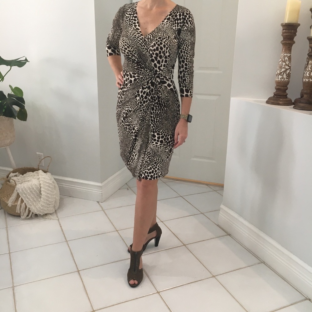 Faux wrap midi dress